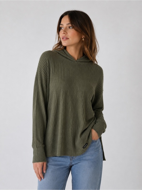Calvin Klein Jeans Sweaters - Calvin Klein Jeans Olive Waffle Knit Hoodie Lightweight Casual Large Top
